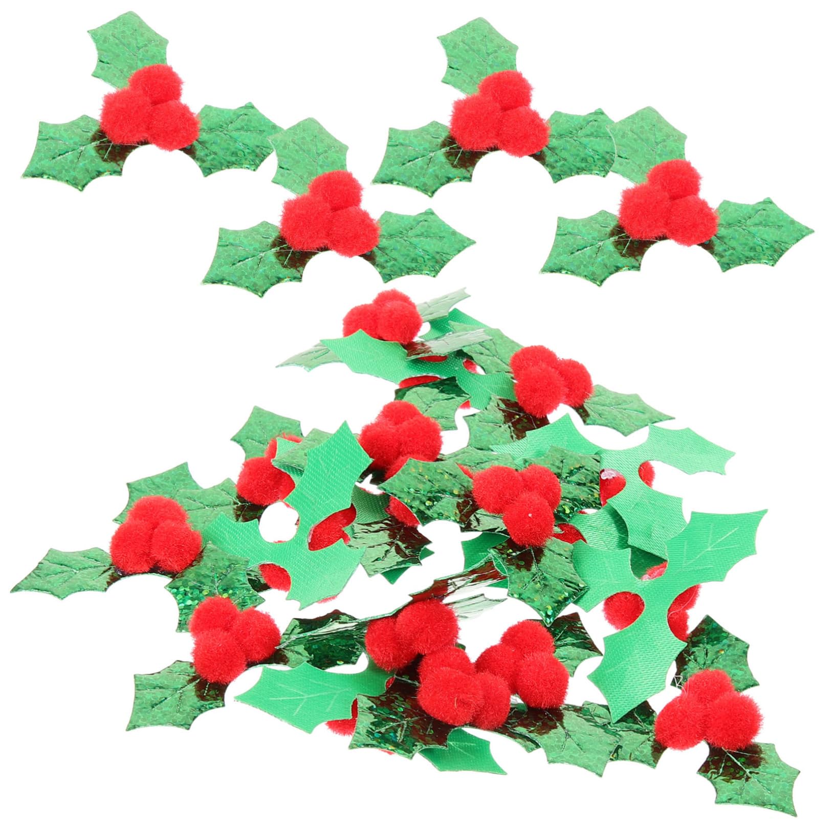 Amosfun 4 Ensembles Décoration De Feuilles De Noël Décor d'arbre De Noël Embellissements De Baies De Houx Fabriquer Une Feuille De Houx Tissu Feuilles Décor De Baies Chiffon 100 Pièces X 4