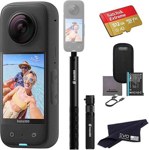 Insta360 X3 - Cámara de acción impermeable 360 con sensores de 1/2 pulgada de 48 MP, video HDR 360 de 5.7K, foto 360 de 72 MP, lente única 4K, modo