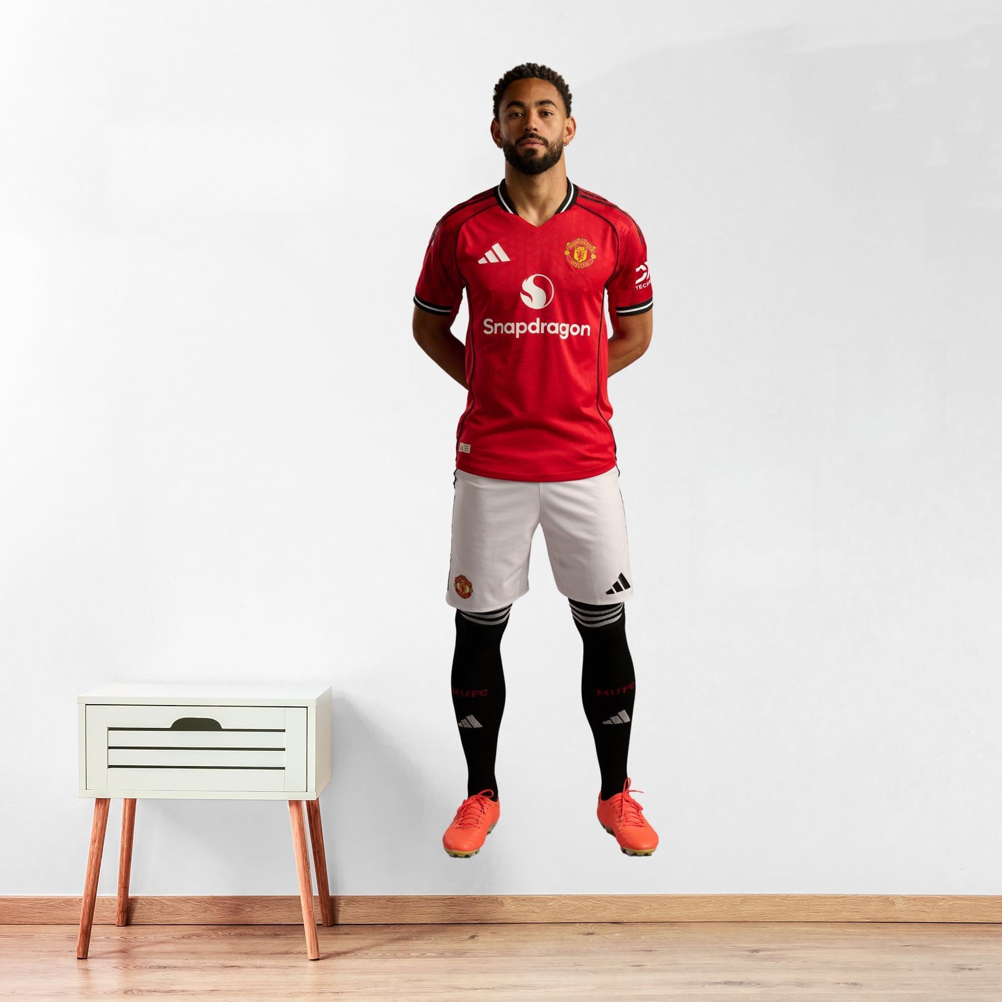 Themed Red Manchester United Fc Wall Sticker - Cunha 25/26 Player Decal Football Wall Art (120Cm Height)