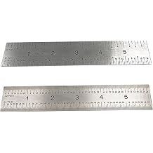 6 Inch Machinist Ruler Set - 2 Pack Stainless Steel Precision Double Sided Ruler with 1/64, 1/32, 1/16 & 1/8 Inch Graduations, Etched Markings - for Engineers,Woodworking and DIY 2, 6 Inch