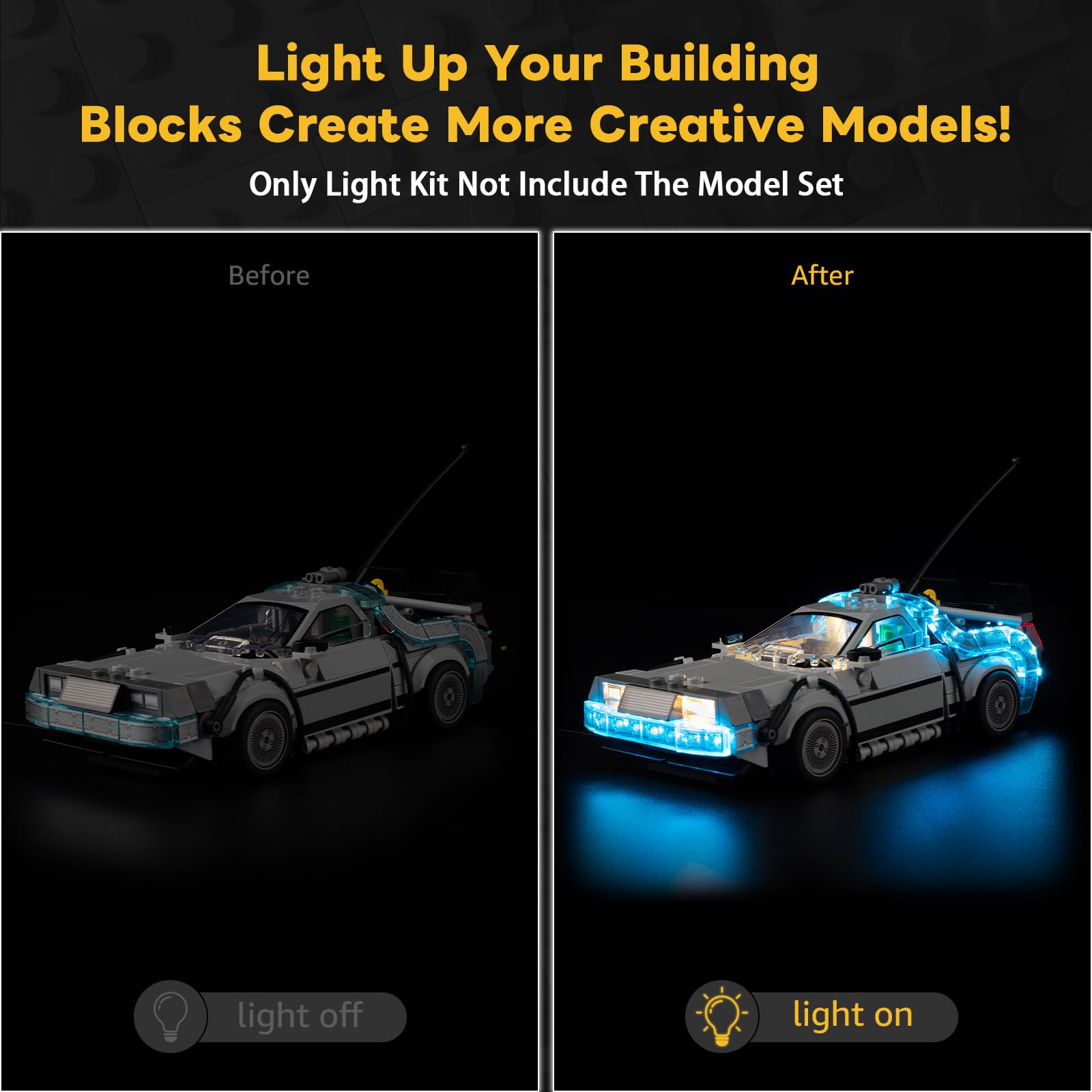 Kyglaring LED Lighting Kit Compatible with Lego Speed Champions Time Machine from Back to The Future 77256 Building Blocks - Image 3