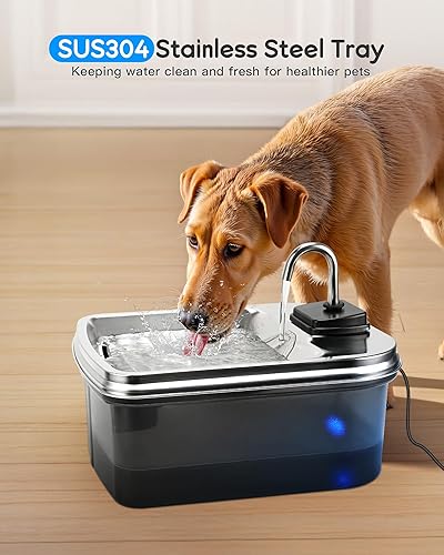 Miniatura 4 de Fuente de agua para perros de 7.5L254 onzas con 4 filtros, dispensador de agua para mascotas de acero inoxidable para perros grandes, fuente