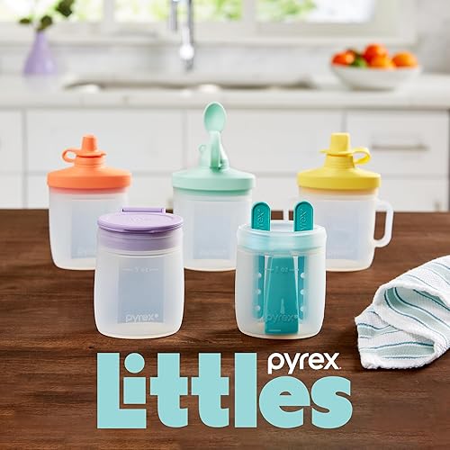 Miniatura 7 de Pyrex Littles - Tapa de cuchara y bolsa de 5 onzas, juego de alimentación de silicona para bebés y niños pequeños, hermético, a prueba de fugas, sin