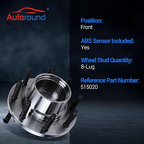 Miniatura 3 de Autoround Conjunto de cubo de rodamiento de rueda delantera 515020 compatible con Ford F250 Super Duty 1999-2004  F350 Super Duty 4x4, Excursion