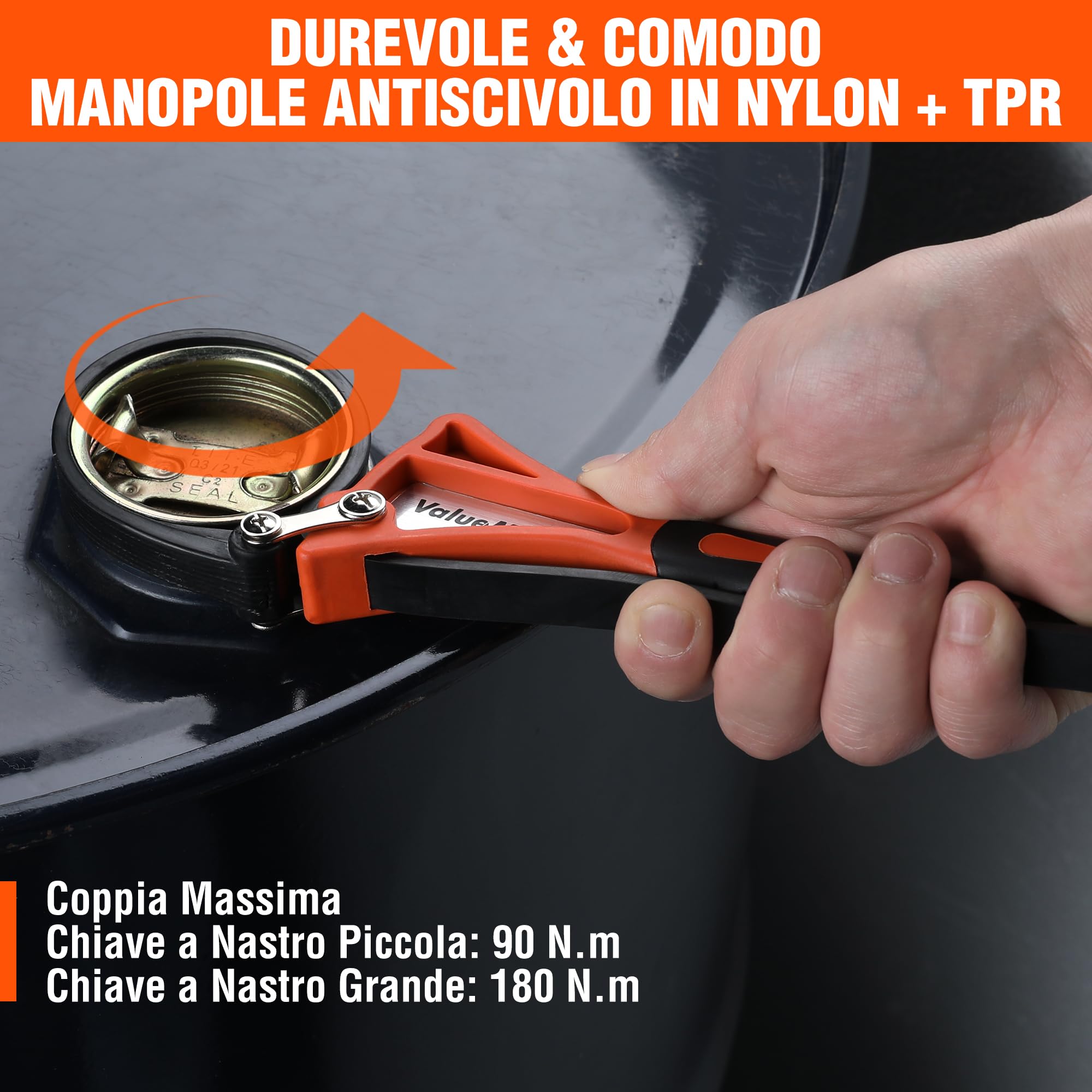 ValueMax Chiave a Cinghia in Gomma Set 2 Pezzi 100 mm 150 mm Universale per Tubi