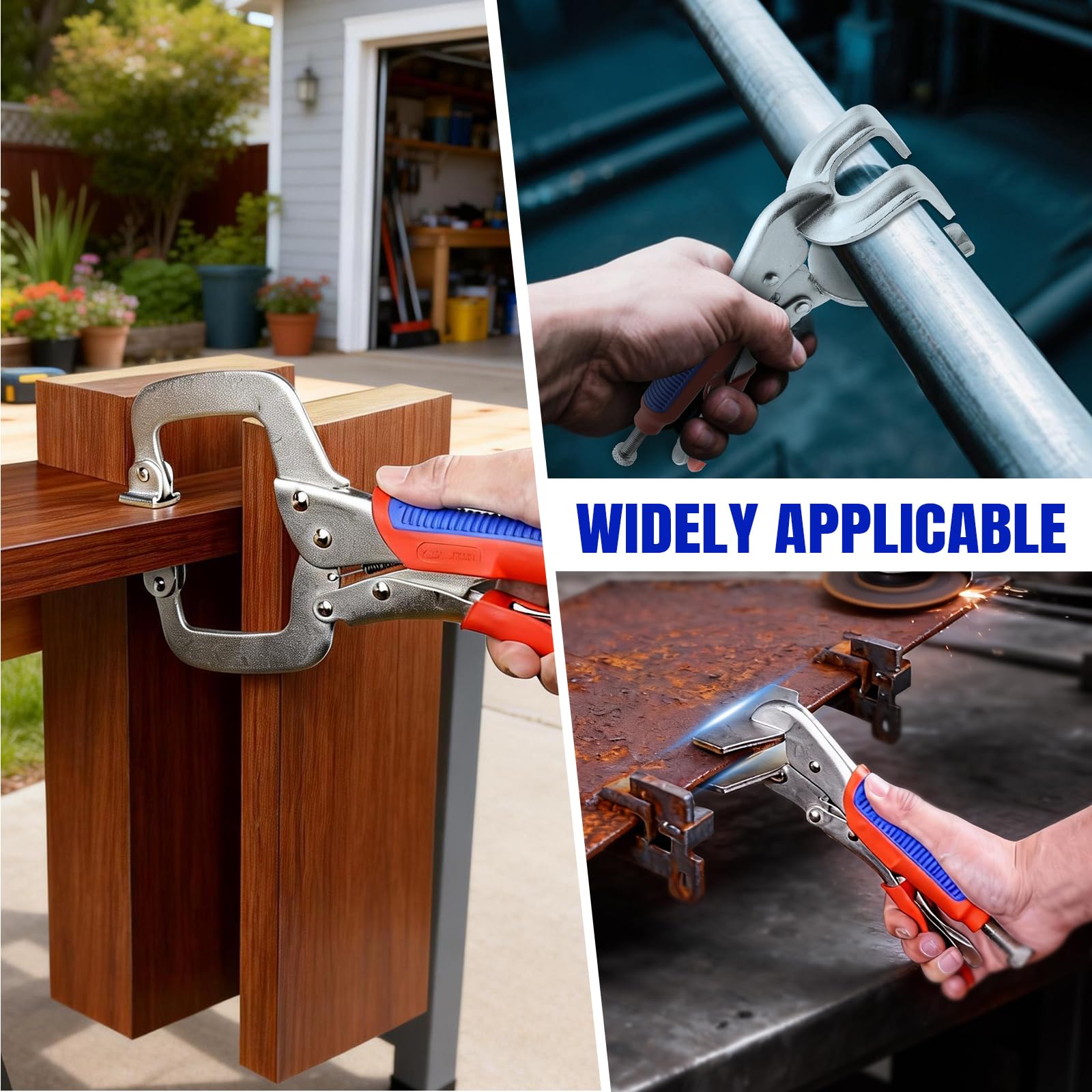 3-tlg. Gripzangen-Set für Schweißer – Profi-Metallbau-Kit mit 11" C-Klemme, 10" Breitmaul-Gripzange & 10" U-Form Feststellzange – Cr-V