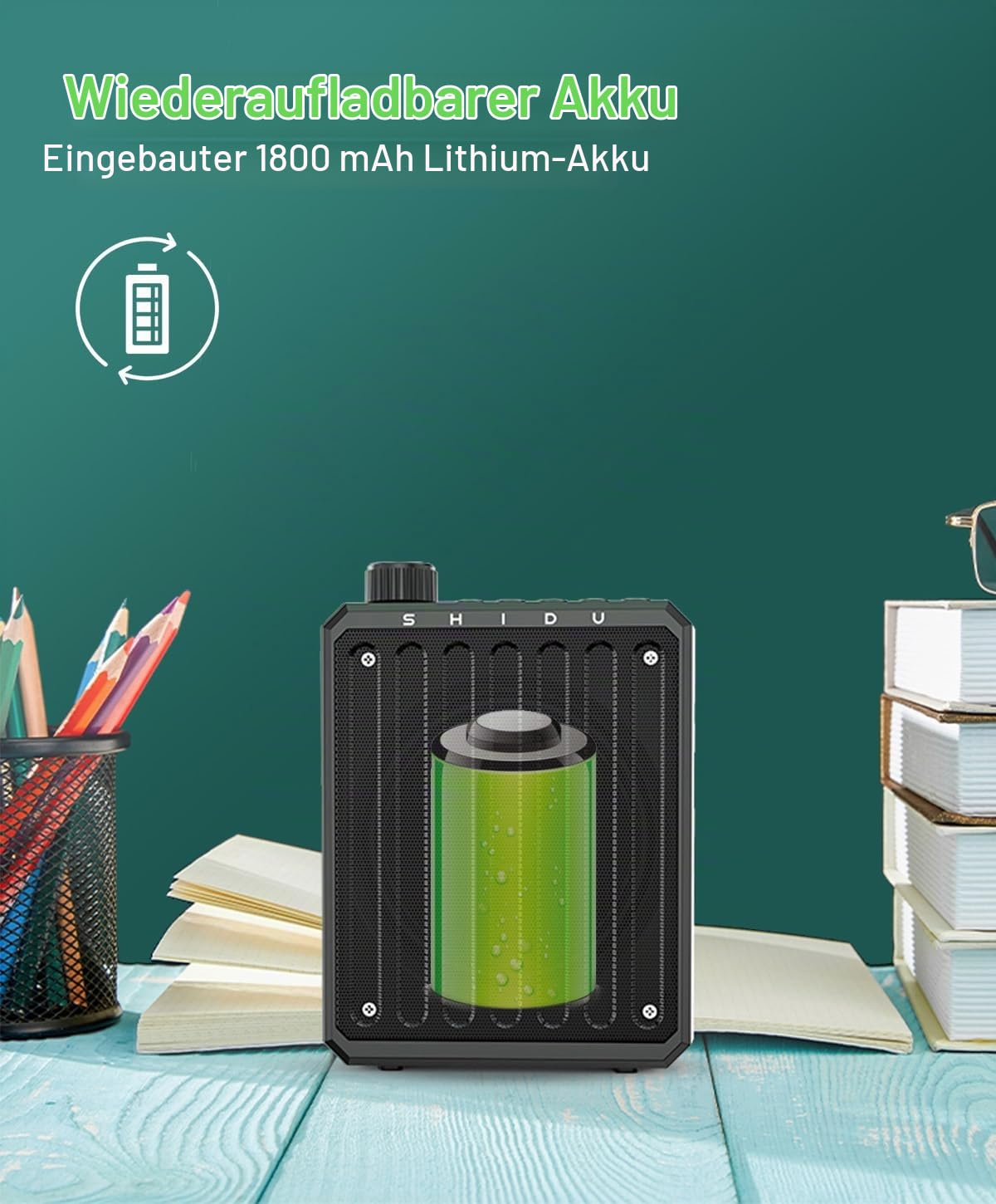 Tragbar sprachverstärker mit lavalier mikrofon für Lehrer klassenzimmer | Sprachverstärker kabellos, sprachverstärker shidu, wiederaufladbarer 2000mAh-batterie lautsprecher mit clip on mikrofon