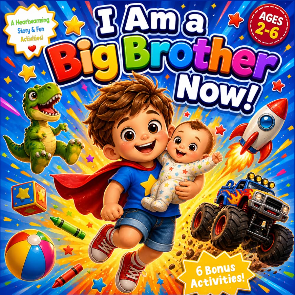 I am a Big Brother Now!: An Interactive Rhyming Story for Toddler Boys About Welcoming a New Baby and Sibling Love (With Fun Activities Inside!)