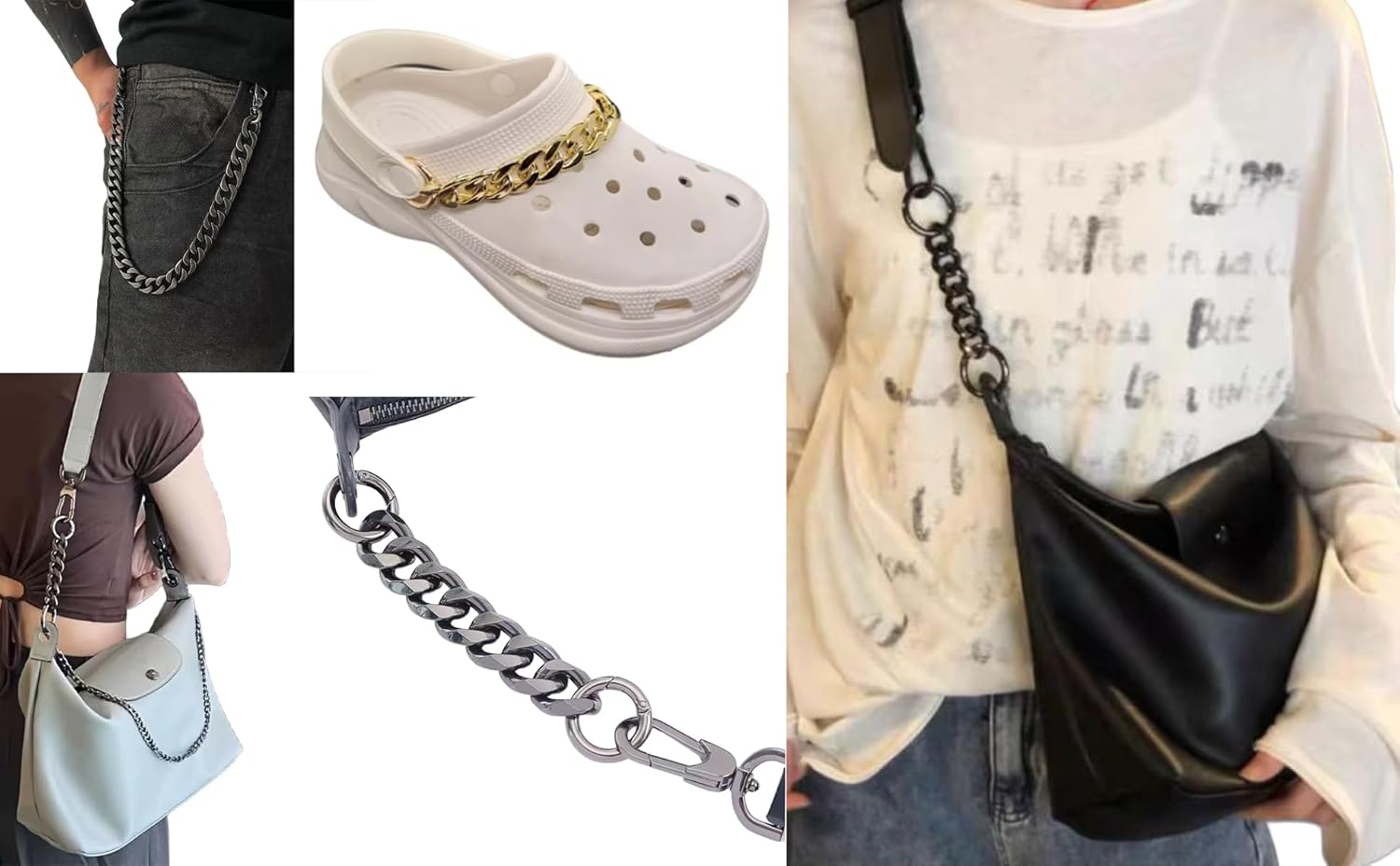 Antique Gold Chunky Cuban Chain Charm Purse Strap 5 Inch Aluminum Chain Extender Accessory Decoration for Pants Shoes Dog Collar - Image 5