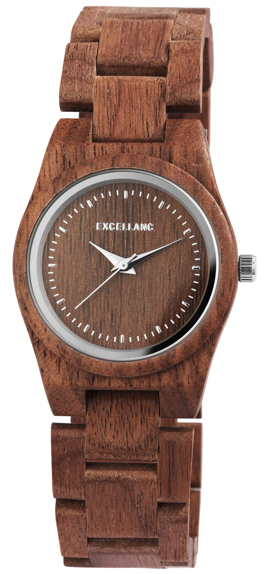 Excellanc Orologio da donna con cinturino in legno, orologio da polso con fibbia deployante, al quarzo 1800193, marrone, Bracciale