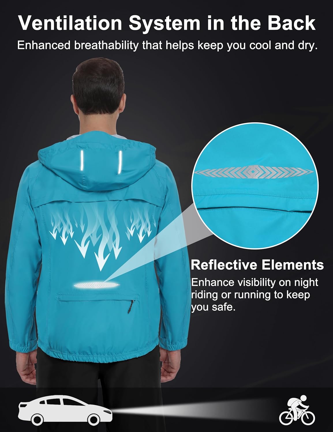 Little Donkey Andy Men's Waterproof Windbreaker Lightweight Packble Cycling Jacket for Biking, Running - Image 5