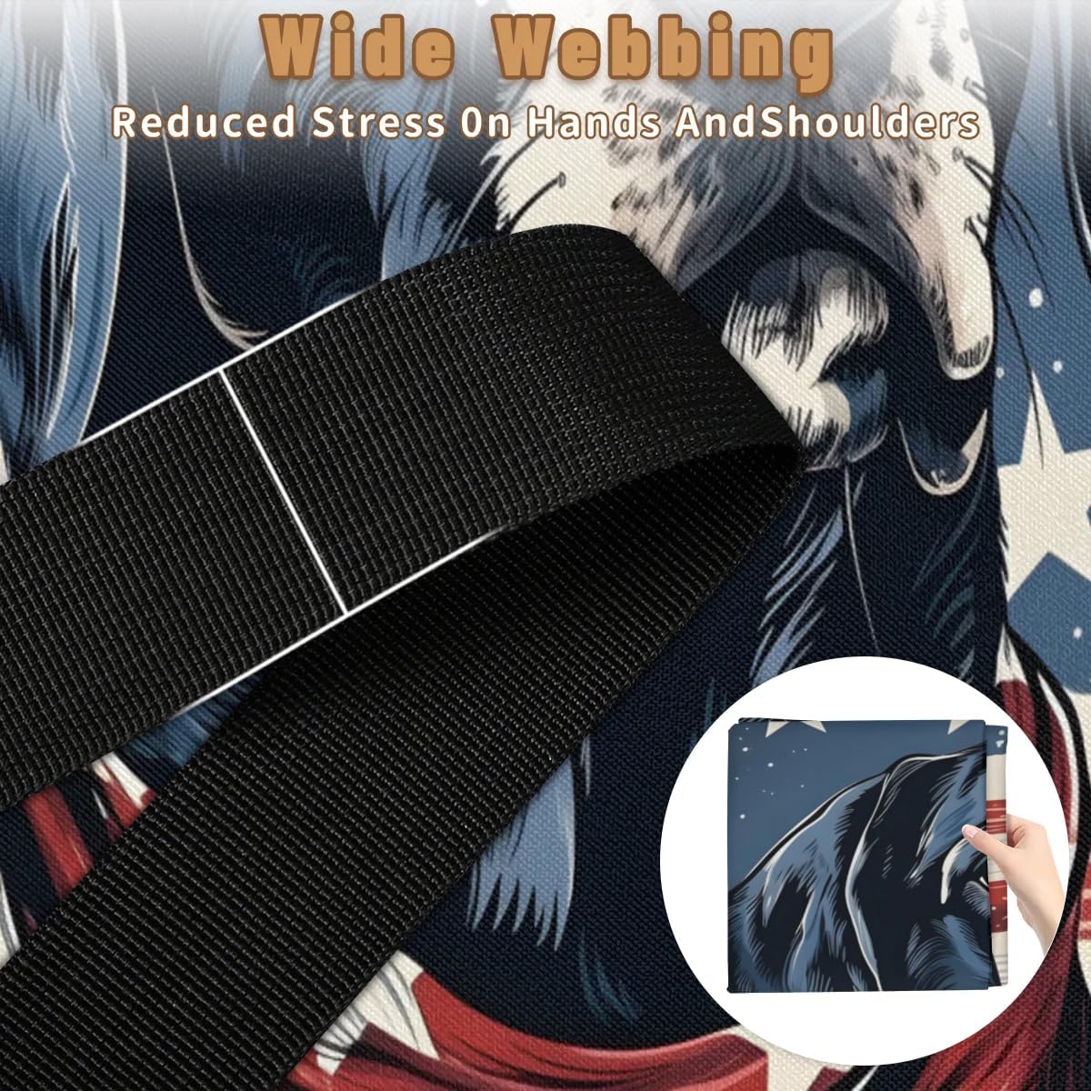 Honeybaby 214L Extra Large Comforter Storage Bag Cool Dog Patriotic Storage Totes with Lids Waterproof Closet Organizer Folding Blanket Storage Bags for Clothes Bedding Pillows