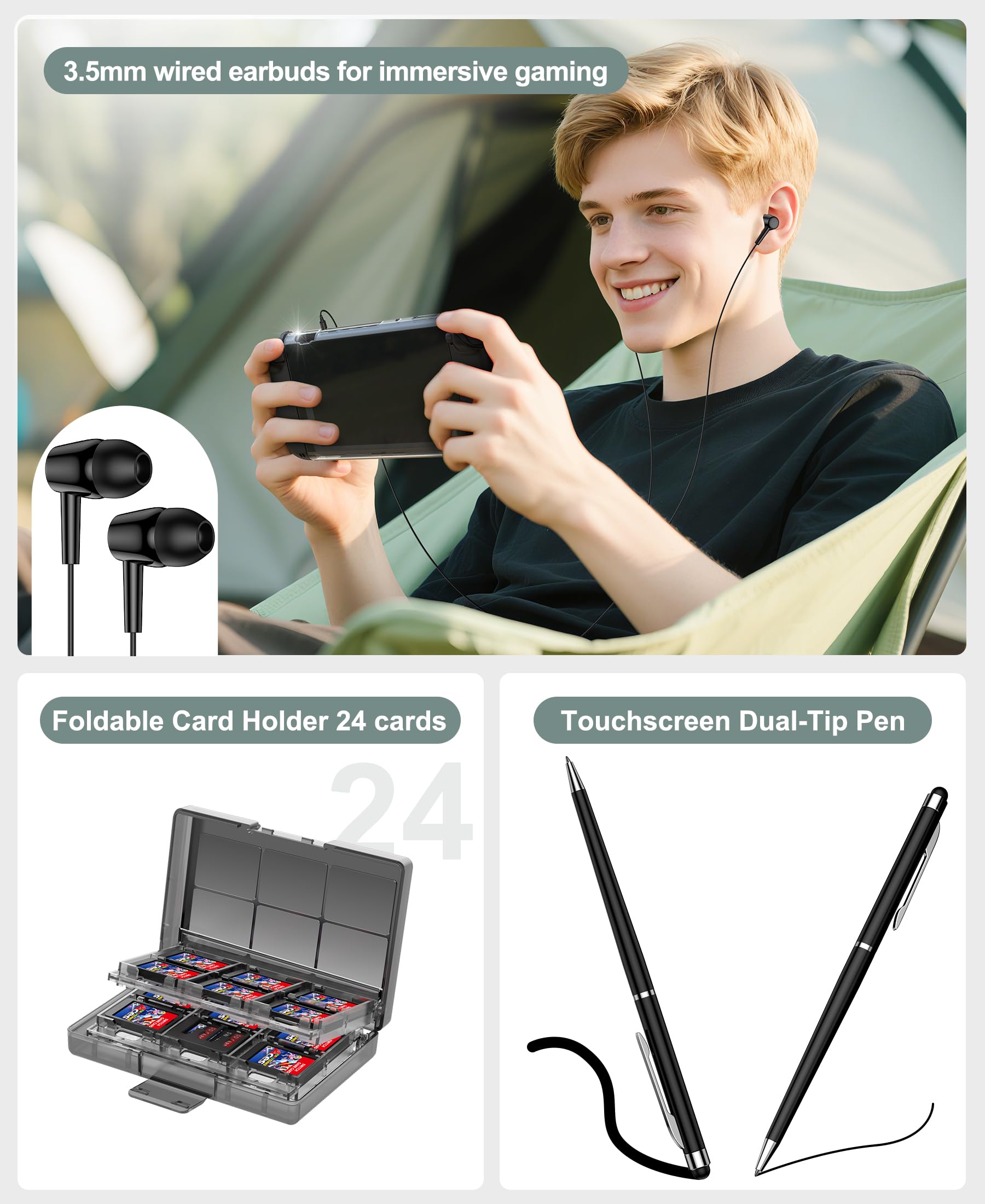 NinABXY Switch 2 Accessori, Bundle 18-IN-1 per Nintendo Switch 2 2025: custodia per il trasporto, custodia per PC trasparente divisa magnetica, doppio dock di ricarica, porta carte di gioco, volanti