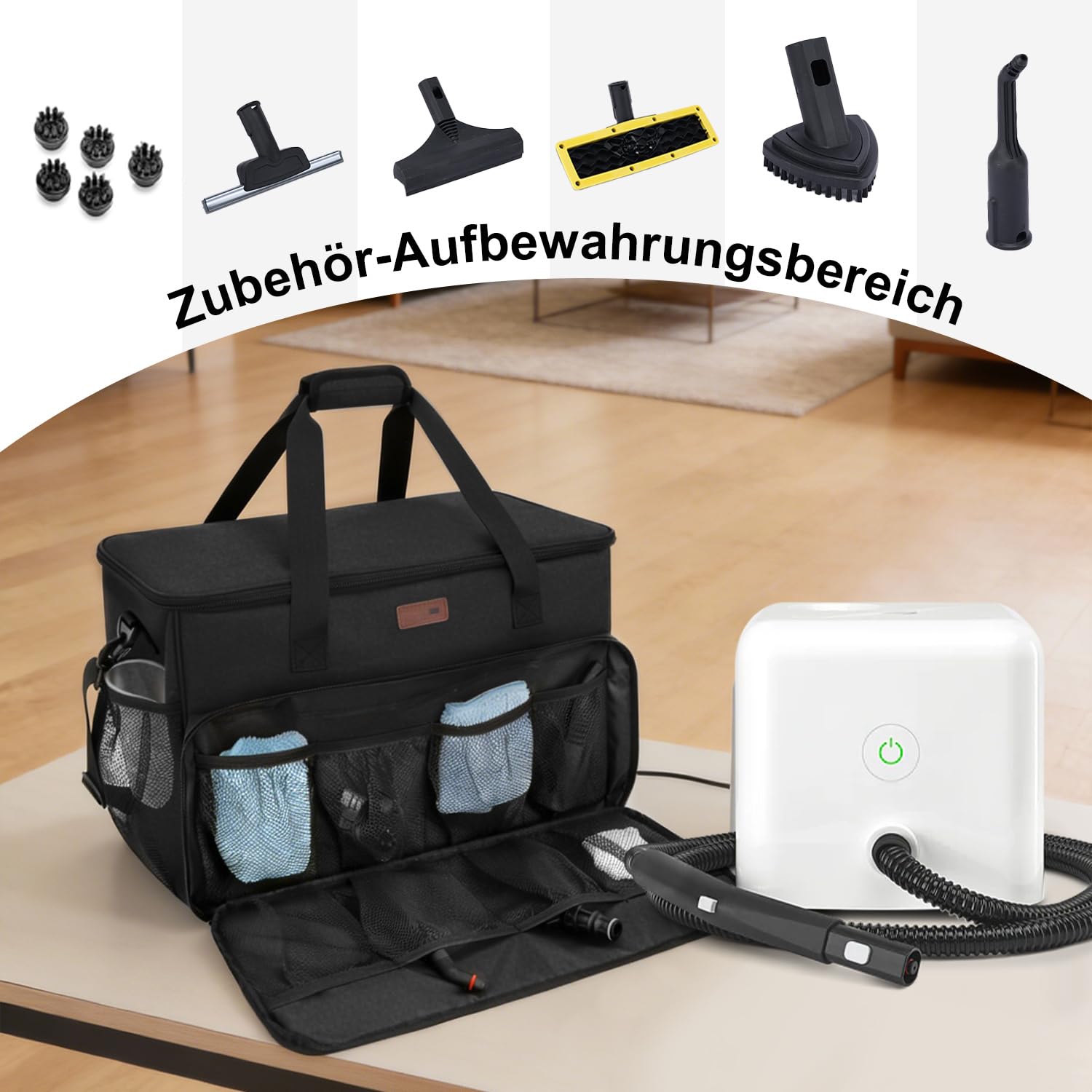 Bolsa de almacenamiento compatible con Dupray Neat & Neat Plus limpiador a vapor, bolsa de transporte para accesorios, gran capacidad con compartimentos, organizador para hogar y exterior, solo bolsa