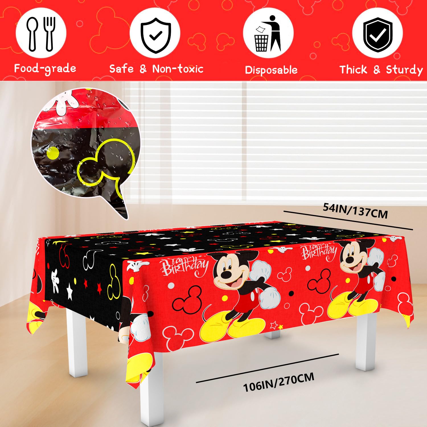 Nappe Fanions Anniversaire Enfants ALMACENESADAN, 4886, Pack Fête Mickey Mouse Composé D'une Nappe De Nappe Fete