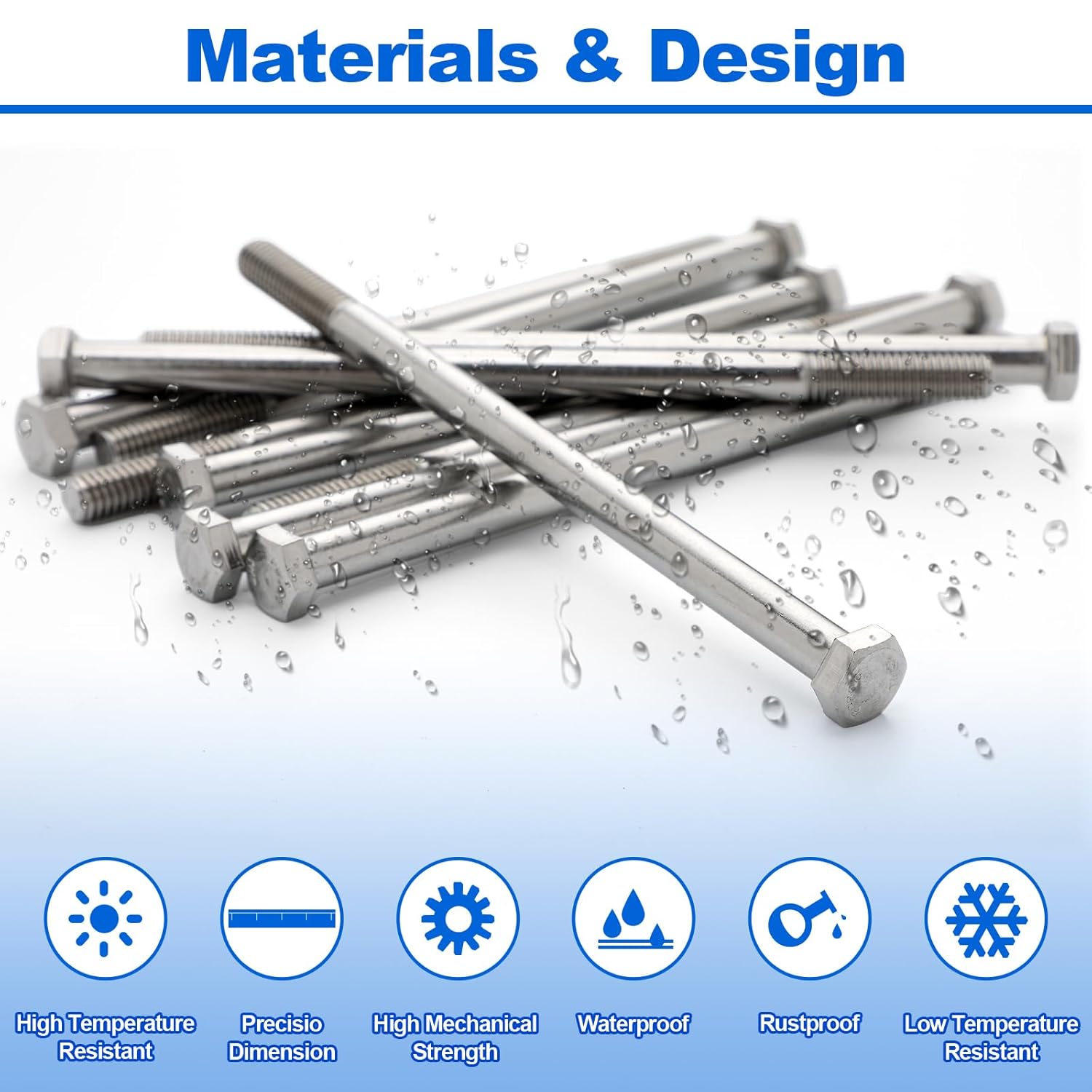 10 Pack 3/8-16 x 7'' Hex Head Cap Screw Bolt 304 Stainless Steel Half Thread External Hex Drive Screw Bolt Fastener for Wet Outdoor Metal Framing Concrete Reinforcement Railing Trellises
