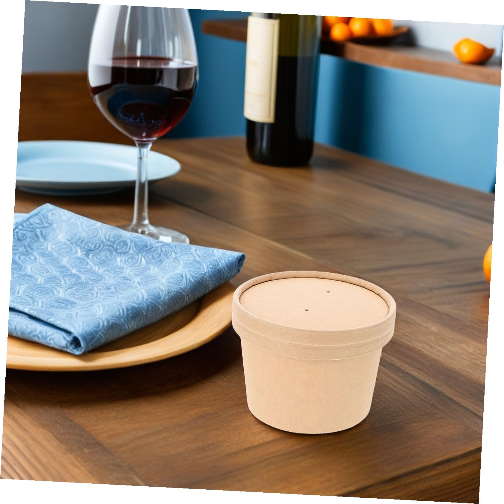 Coppette di Carta per Dessert con Coperchio in Carta Kraft Usa e Getta 10 set