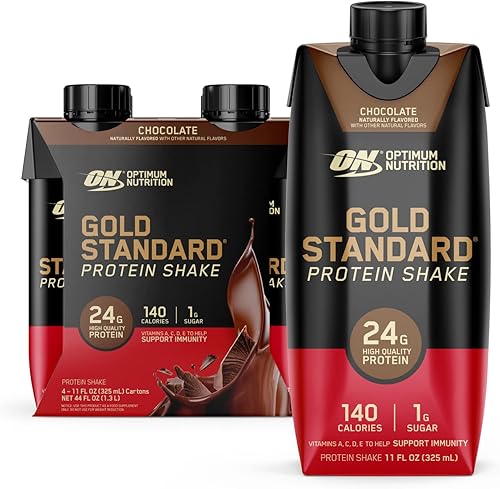 Optimum Nutrition Gold Standard - Batido de proteína, 0.76 onzas de proteína, batido de proteínas listo para beber, sin gluten, vitamina C para