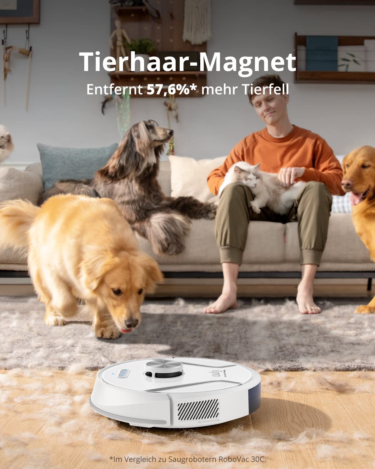 eufy RoboVac X8 Saugroboter mit Lasernavigation, 2X 2000Pa Saugleistung, Twin-Turbine Technologie, AI. Map 2.0 Technologie, WLAN-Konnektivität, BoostIQ Technologie (Generalüberholt)