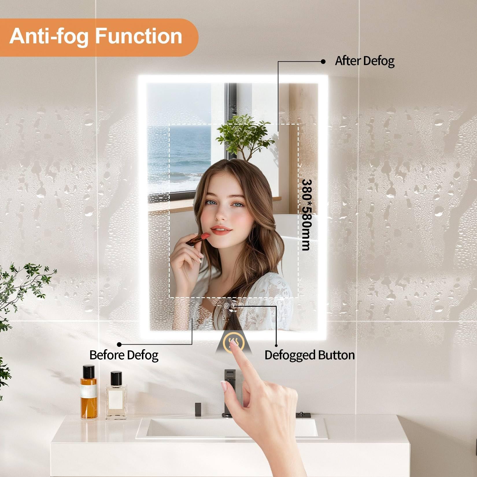 LUVODI Armoire à pharmacie avec miroir LED : cadre en aluminium anti-buée Bluetooth éclairé à l'avant 50,8 x 71,1 cm