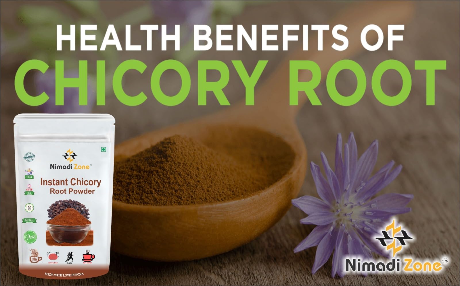 Nimadi Zone 100% Pure Instant Chicory Root Powder | Earthy Coffee Flavor Powder | High in Fiber | Varied Culinary Uses i.e Ideal for Smoothies & Baking (500 grams) - Image 6 thumbnail