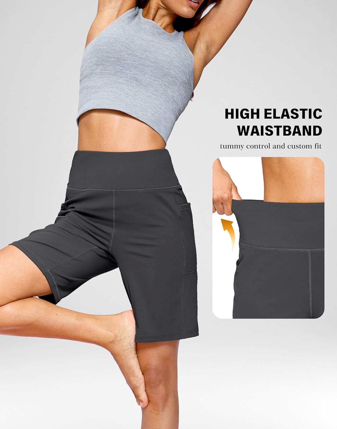 G Gradual Women's 7''/9" Bermuda Long Shorts with Pockets High Waisted Athletic Knee Length Shorts for Women Walking - Image 4