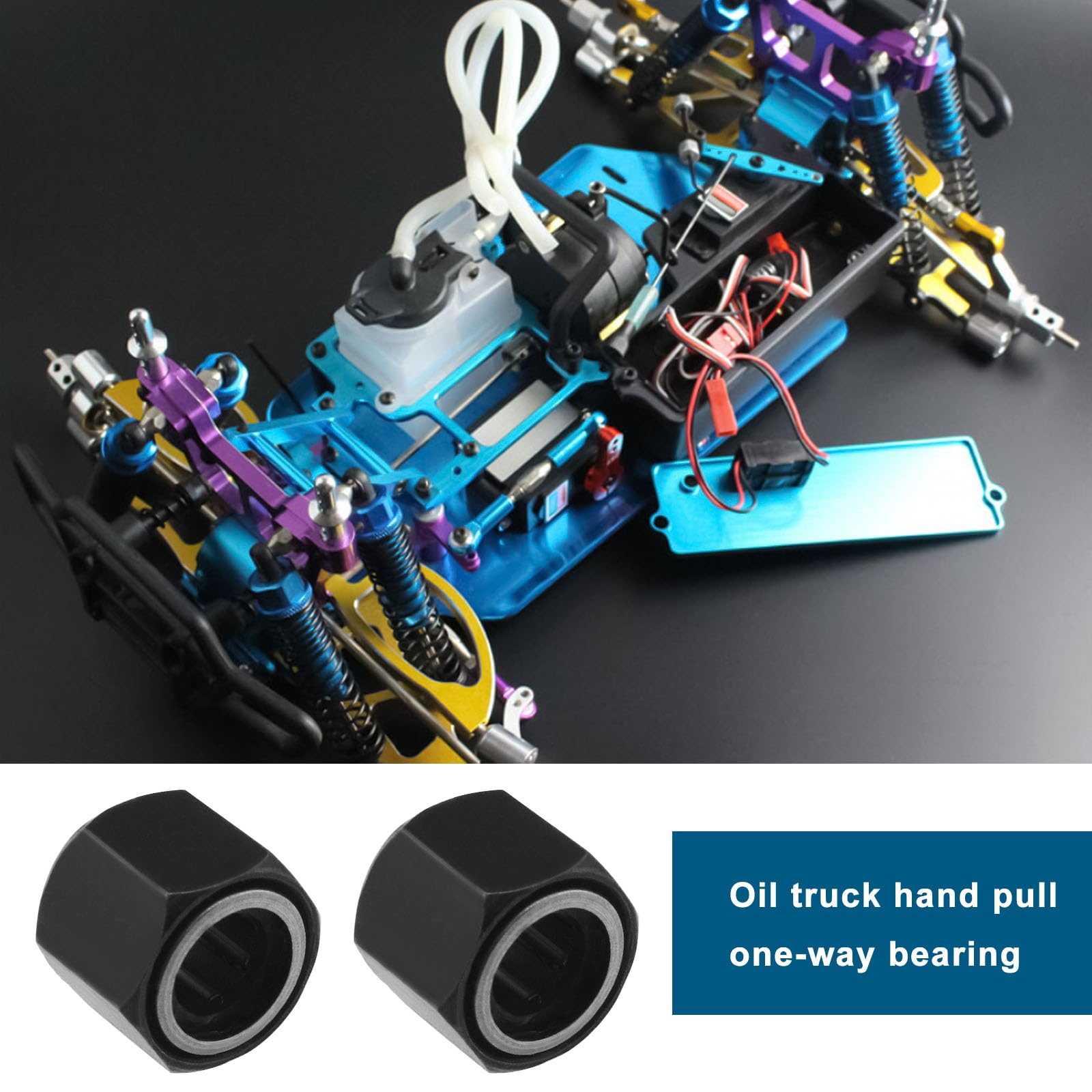 eMagTech 2pcs RC One Way Bearing Oil Driver Pulls Hex Nut Oneway Bearing Compatible with HSP 1/8 1/10 Scale Nitro RC Car SH16 18 21 Engine Bearing 12mm