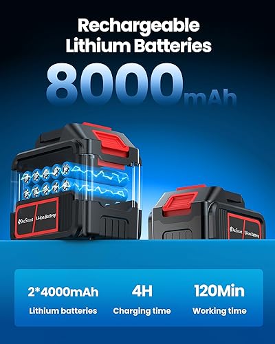 Miniatura 5 de Sierra de poste inalámbrica y mini motosierra de 6 pulgadas 2 en 1, 2 baterías recargables de 4000 mAh para podadora eléctrica de árboles, sierras