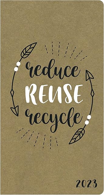 2023 Diary Week to View Slim 100% Fully Recyclable Eco Friendly Monthly Planner Organiser Academic Dairy for Students Teacher Home School (Reduce, Reuse, Recycle Design)