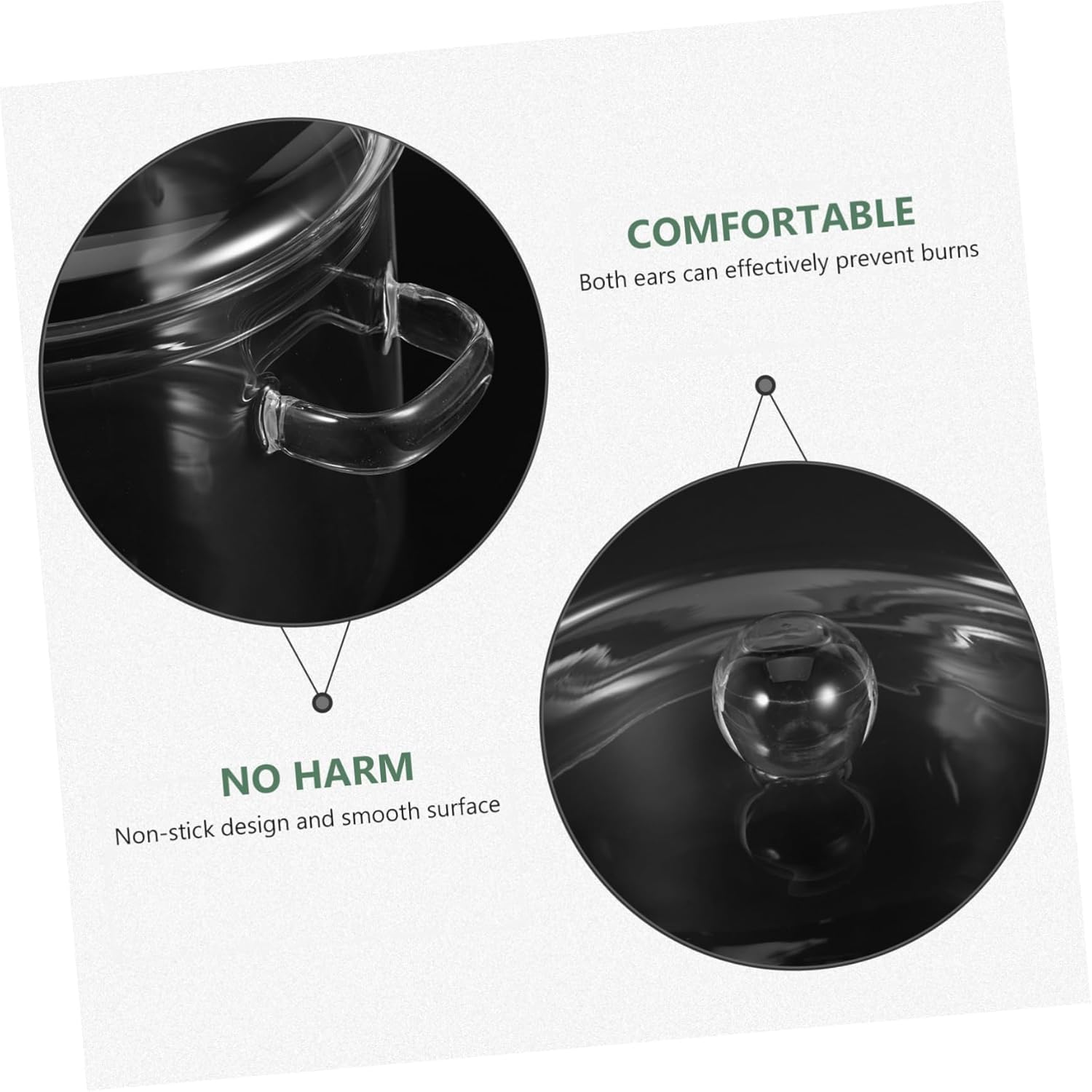 2pcs Borosilicate Glass Stewing Pot Lid - Cooking Pot for Kitchen Saucepan for Soup and Pasta and Ergonomic Design