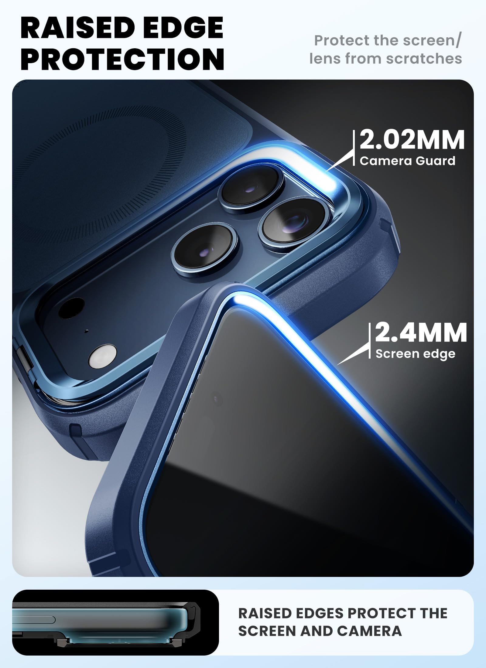 i-Blason Etui do iPhone'a 17 Pro MagSafe z podstawką [szkło hartowane 9H] [przycisk sterowania aparatem] Etui bumper, wytrzymała obudowa ochronna, magnetyczna obudowa na telefon 6,3" 2025 (Azure)