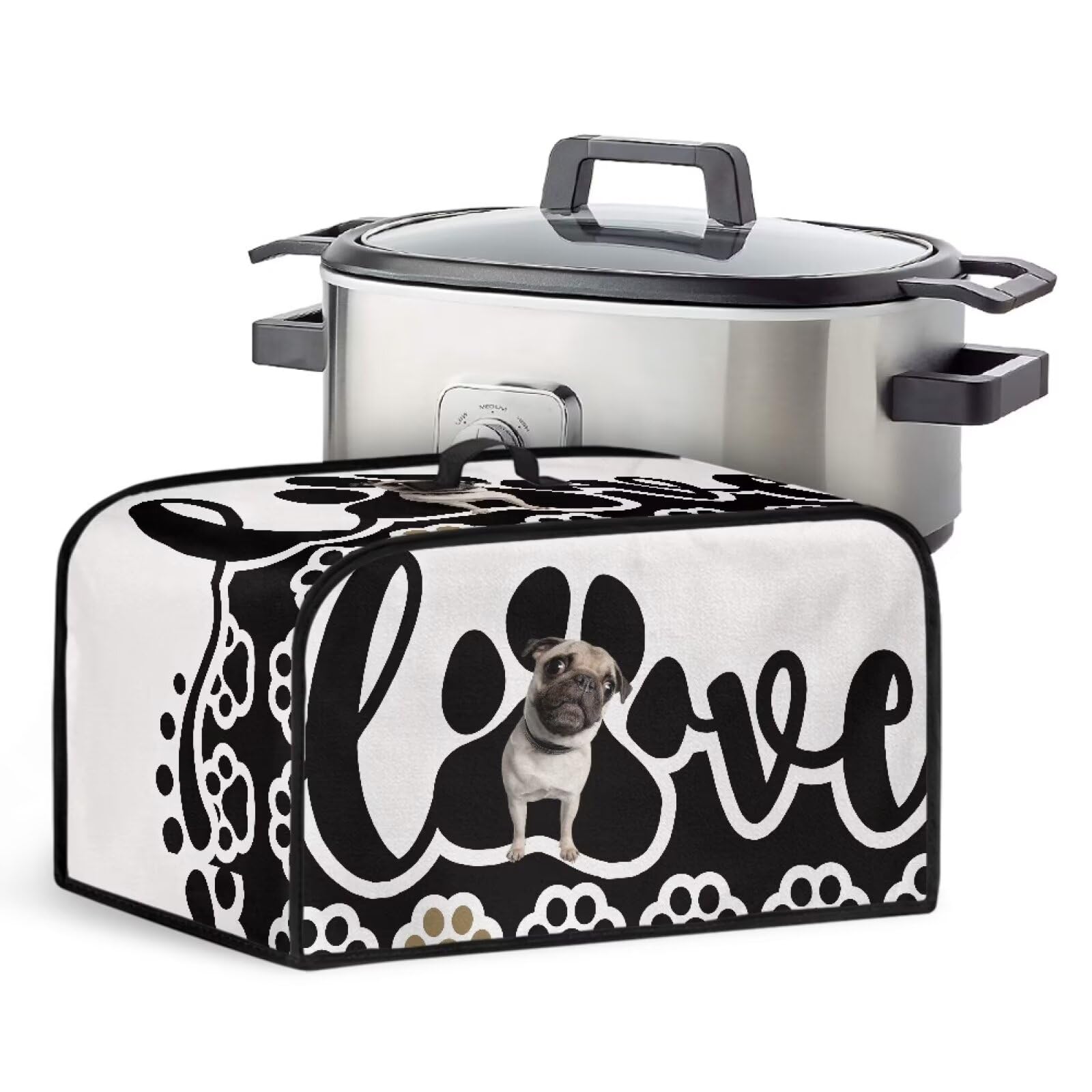 Pug Dog Paws Slow Cooker Cover Fit 6-8 qt Slow Cooker Crock Pot Cover Keep Kitchen Counter Clean
