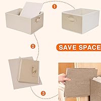 Vista 3 de JAKAGO Juego de 4 cestas de almacenamiento de tela rectangulares con asa, organizador plegable de armario para ropa, toallas, ropa de cama, libros