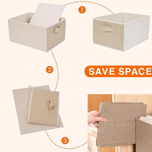 Miniatura 3 de Juego de 4 cestas de almacenamiento de tela con asa, organizador plegable de armario para ropa, toallas, juguetes, libros, contenedor de ropa