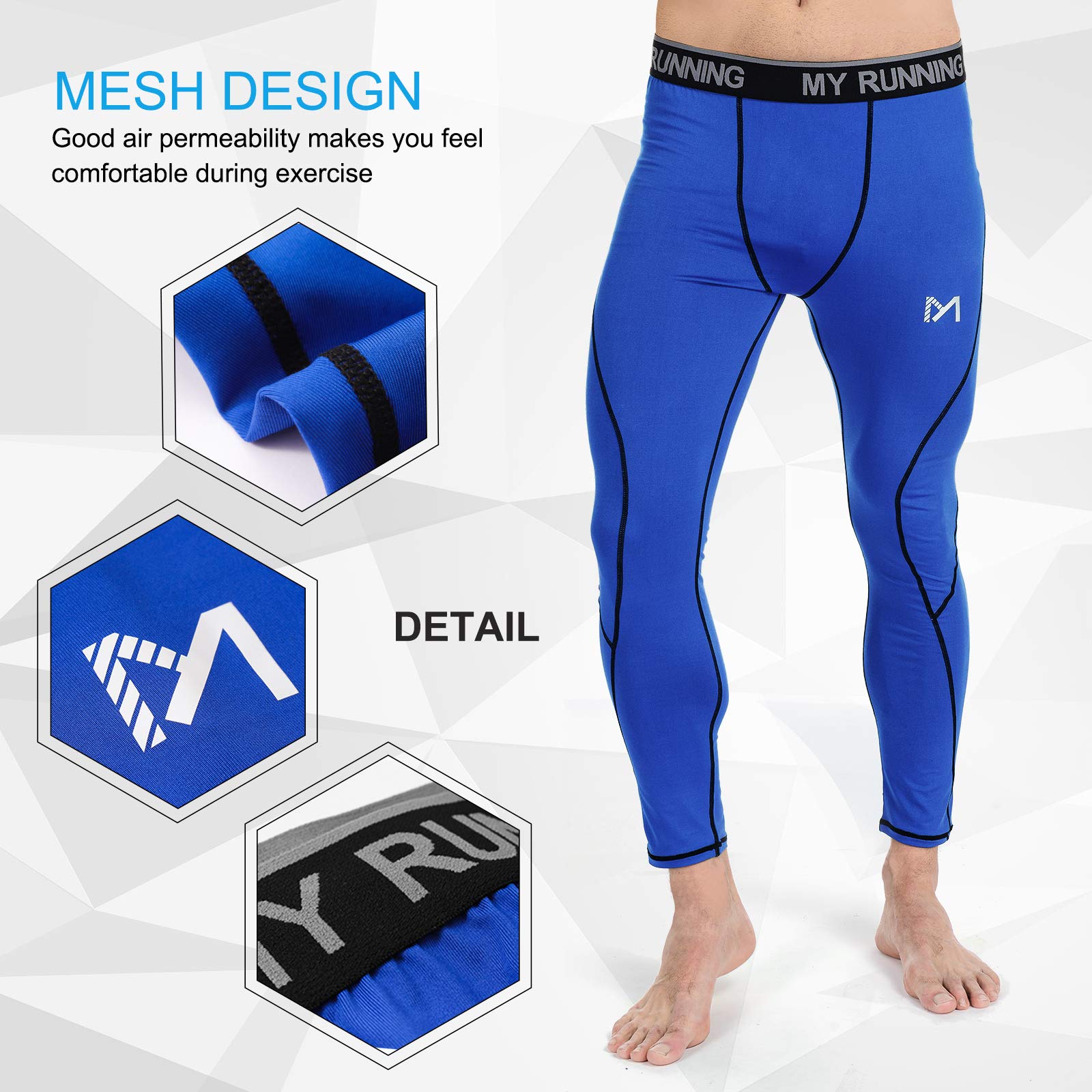 MEETYOO Legging Homme,Sport Pantalons et Compression sous-vêtement de Sport Fitness Musculation Respirant Base Layer pour Running Jogging Cyclisme Course