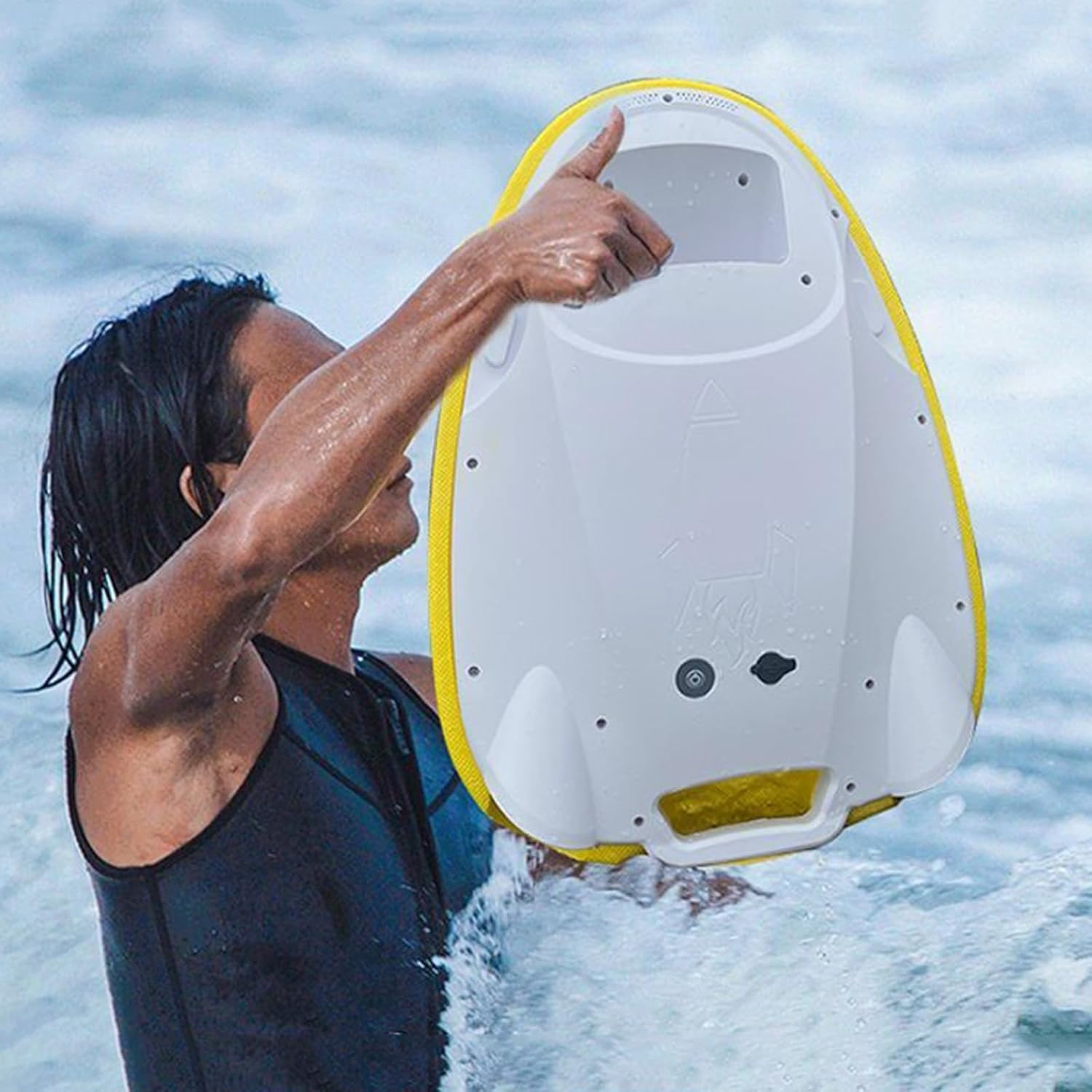 Swimming Kickboard Scooter, Electric Dual Motor Swimming Scooter, Maximum Speed 1M/S, 60Min Battery Life, Outdoor Swimming Pool Toys, for Adults & Child(Yellow)