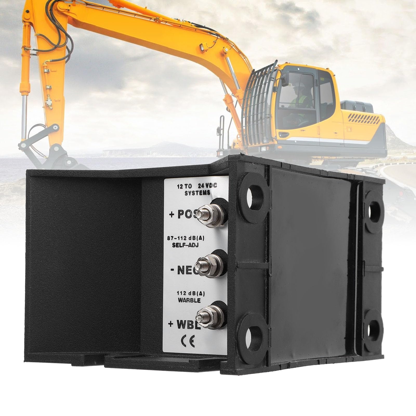 Akozon Car Reverse Horn 112dB Water Three Adjustable Sound Buzzer Alarm Vehicle Safety Warning Backup for Truck Excavator DC12V to 48V (YC-315A)