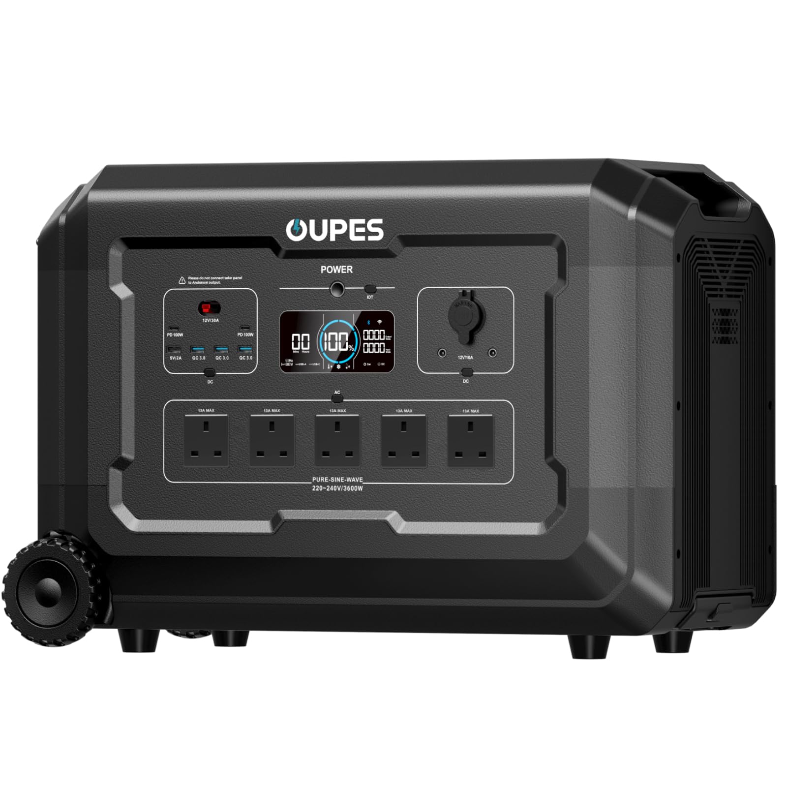 OUPES Mega 3 Portable Power Station - 3072Wh Solar Generator, LiFePO4 Battery w/ 5 3600W(7000W Peak) AC Outlets, 48 Min Fast Charge, Extendable to 15kWh for Home Backup, Camping, Off-Grid, Travel, RV