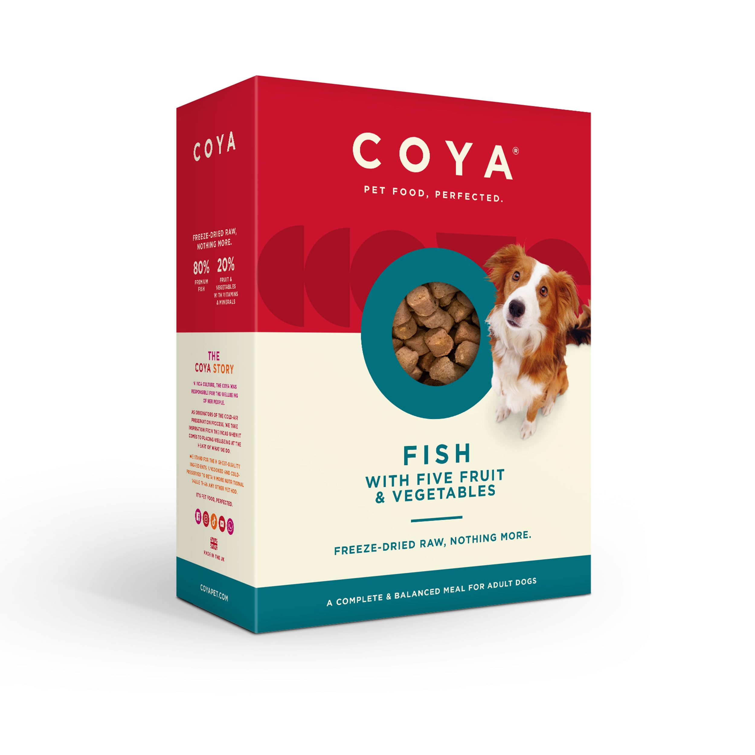 COYA Freeze-Dried Fish Dog Food, Hypoallergenic Grain Free, 650g 80%  Fish, 20% Fruits Veg Easy, Complete Raw Solution