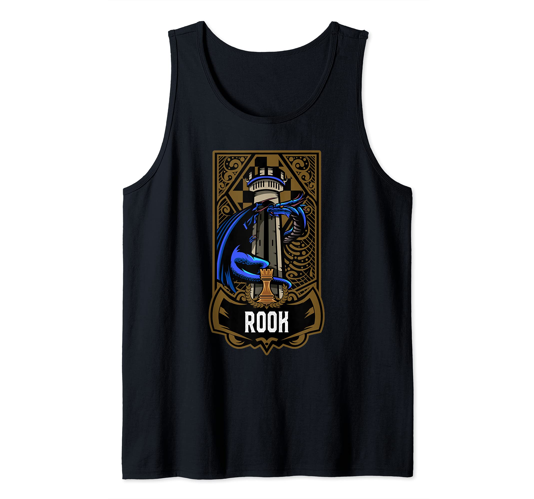 Rook Chess Game Piece Chess Club Players Gambit Blue Team Tank Top