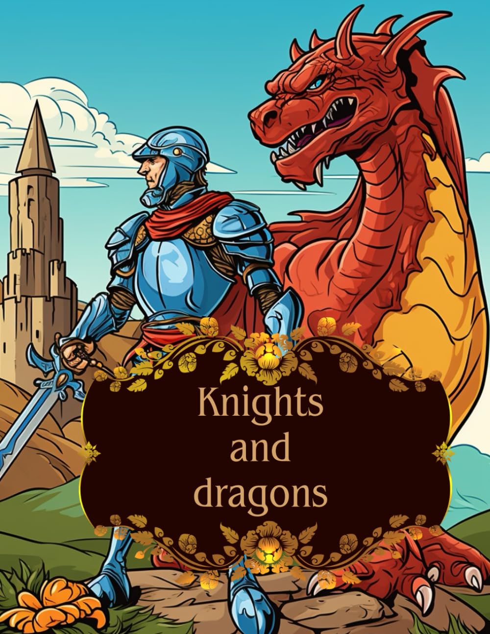 Knights and dragons: Coloring book for adults 202 pages