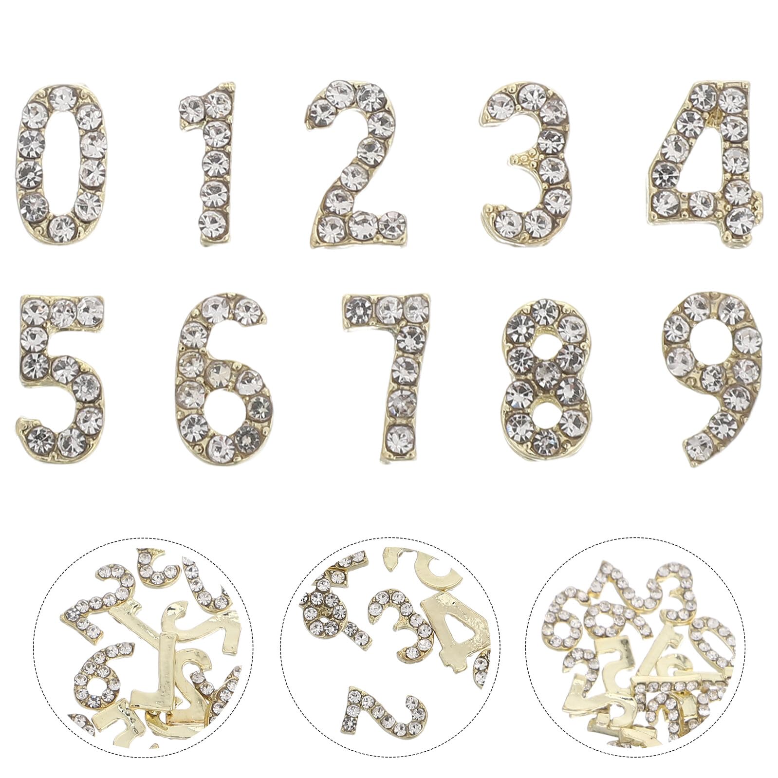 Decorazioni Unghie Numeri Cristalli 100 Pezzi Ferro Flatback Oro | Accessori Gioiello per Nail Art, Applicazione Semplice, Lucentezza Duratura, per Casa e Occasioni Speciali