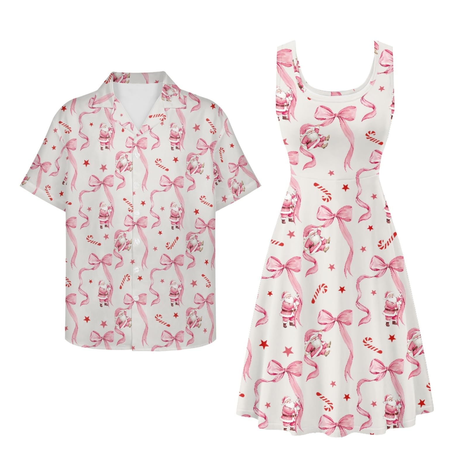 Dreaweet Summer Dresses for Women A-Line Sleeveless Flowy Sun Dresses,Men's Casual Button-Down Shirts,Couple Matching Outfits