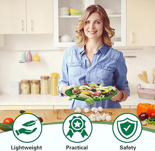 Miniatura 5 de 50 platos de plástico verdes desechables de 12 x 10 pulgadas, platos verdes para fiestas familiares, baby shower, cumpleaños, picnic, Navidad