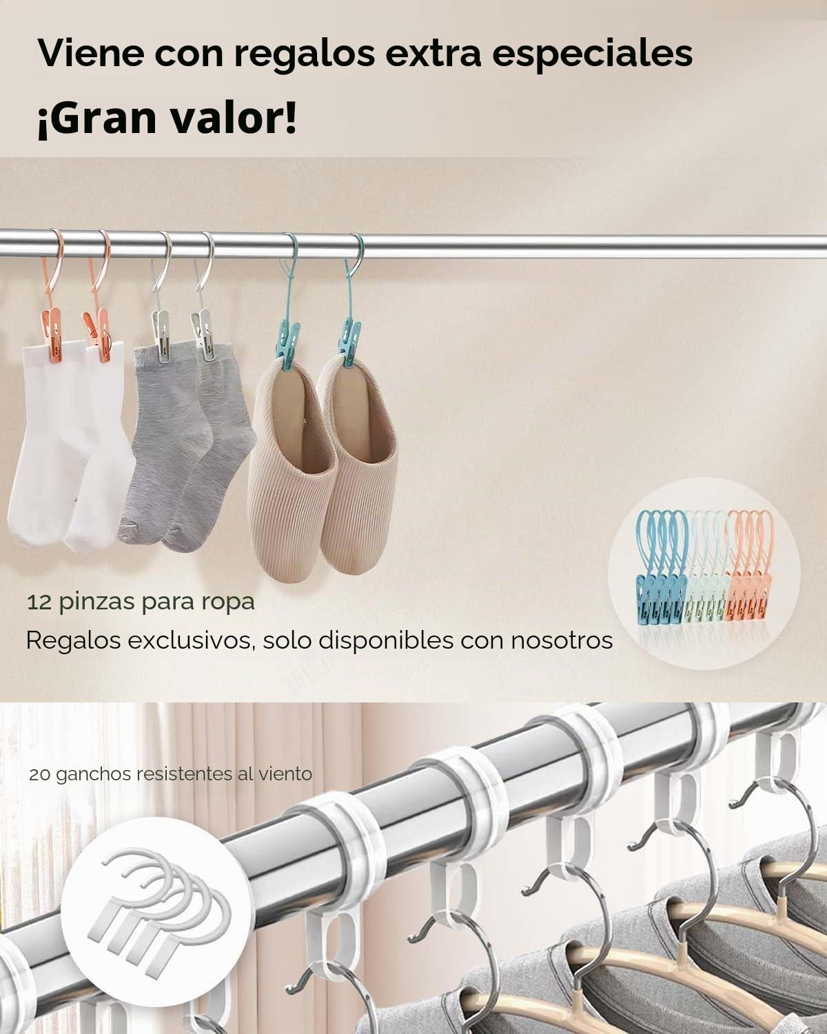 Vikaqi Tendedero de ropa plegable de 79 pulgadas para interiores y exteriores, estante de secado de ropa plegable, tendedero de acero inoxidable resistente, estante de ropa, 20 ganchos, 12 clips