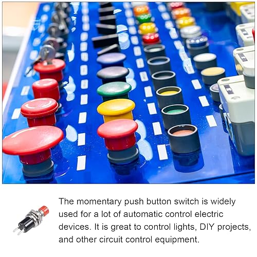 Miniatura 3 de Rebower Interruptor de botón SPST 1 sin botón redondo momentáneo, para proyecto de bricolaje ligero - 0.276 inrojo5 piezas