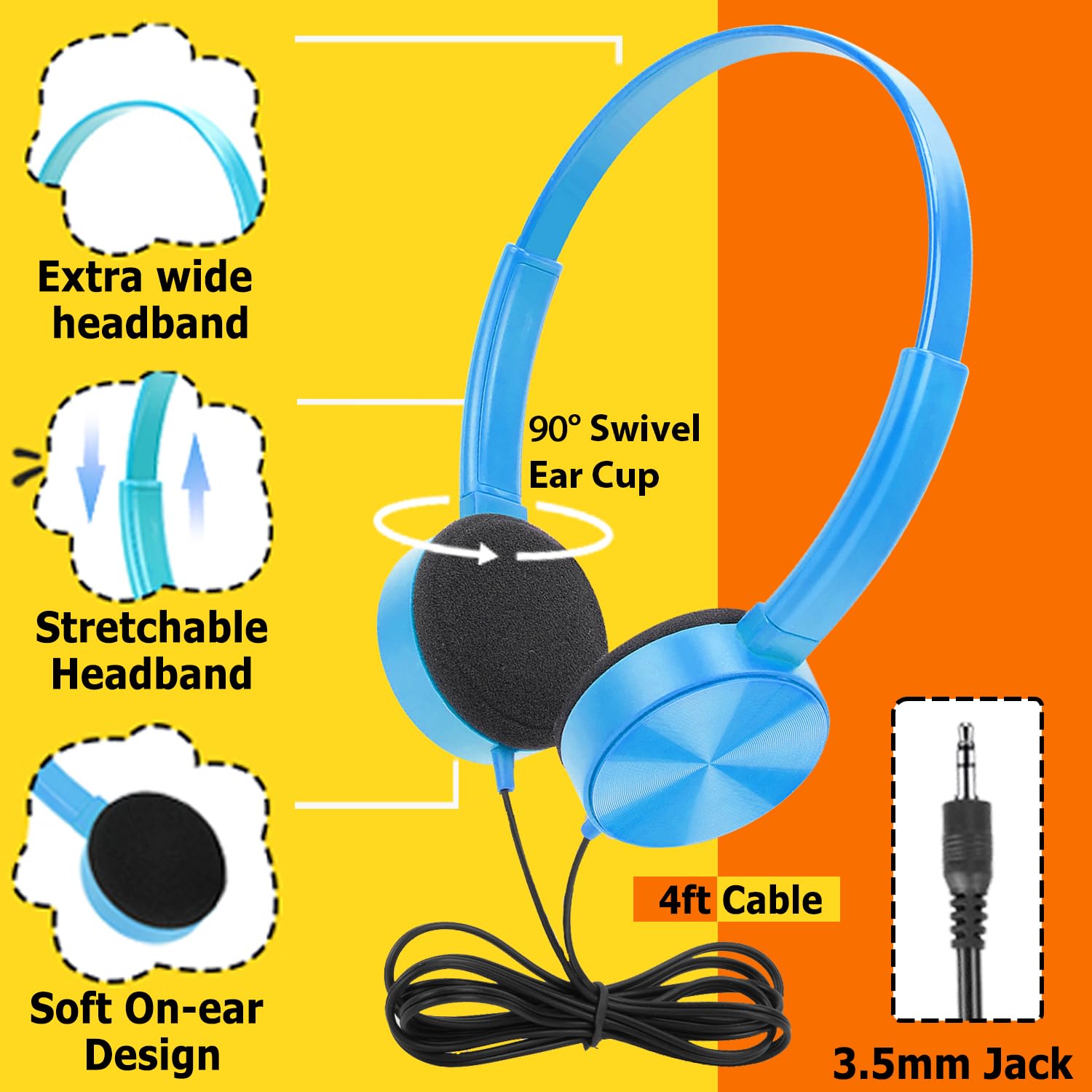 Cuffie per bambini, confezione da 16 pezzi, per scuola, classe, studenti, set di cuffie perfette per bambini, adolescenti, ragazzi e ragazze (8 colori misti)