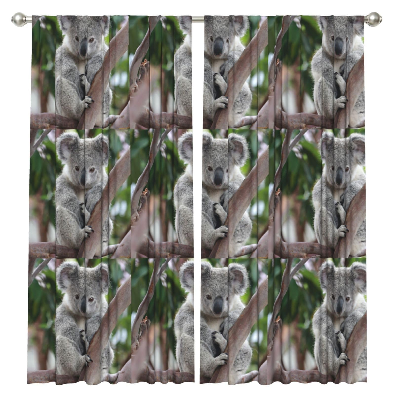 InOmak Cute Koala, 2 Panels Window Curtains 52 x 84 Inch Blackout Curtains for Living Room Bedroom