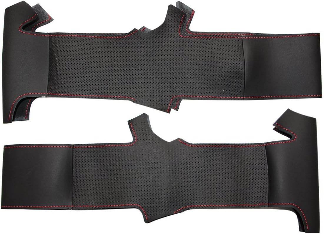Loncky Black Genuine Leather Auto Custom Steering Wheel Covers for BMW E70 X5 2007 2008 2009 2010 2011 2012 2013 (2)