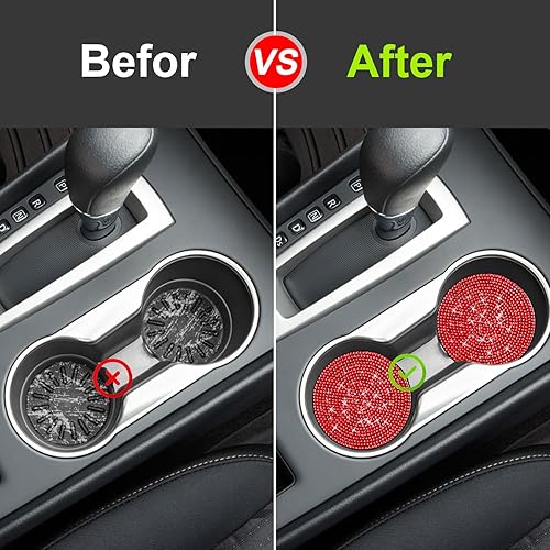 Miniatura 2 de Tyhaui Paquete de 2 posavasos brillantes para automóvil, 2.75 pulgadas, con diamantes de imitación de cristal, antideslizantes, accesorios